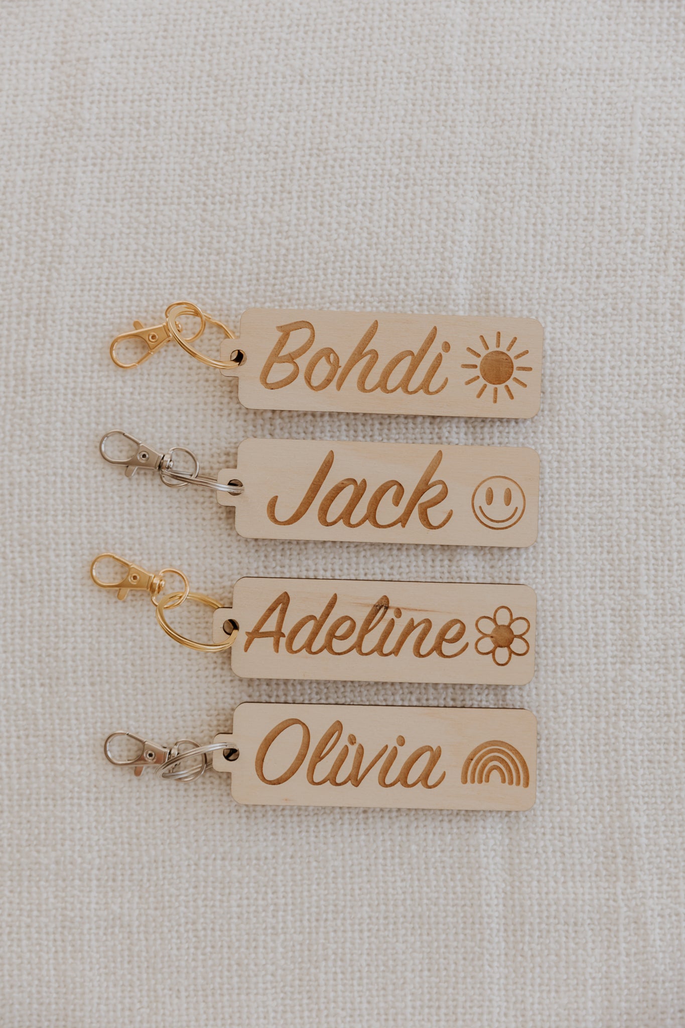 Wooden Back to School bag tag personalised engraved