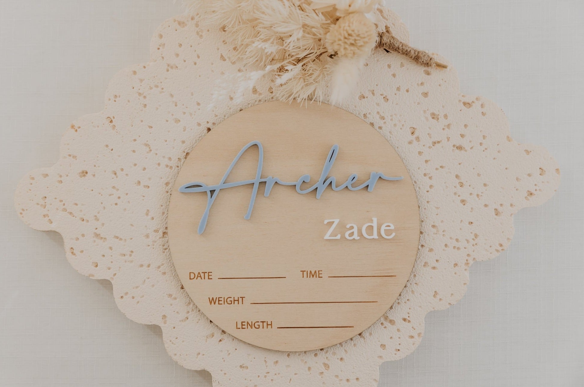 Birth Details Baby Announcement Plaque with Name Personalised,  baby name disc birth details