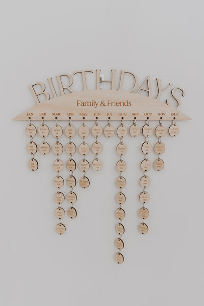 Wooden Birthday Calendar wall hanging