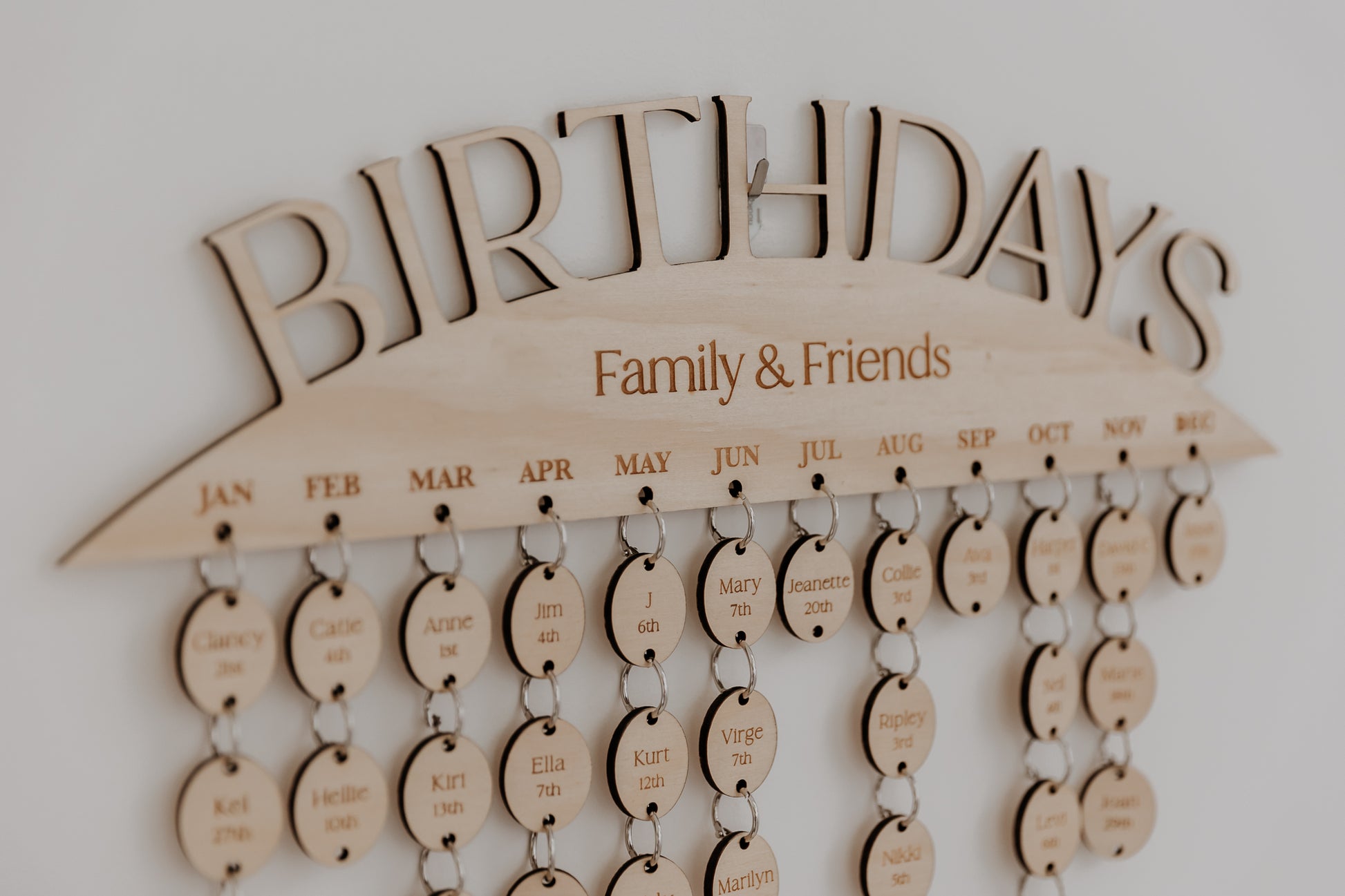 Wooden Birthday Calendar wall hanging