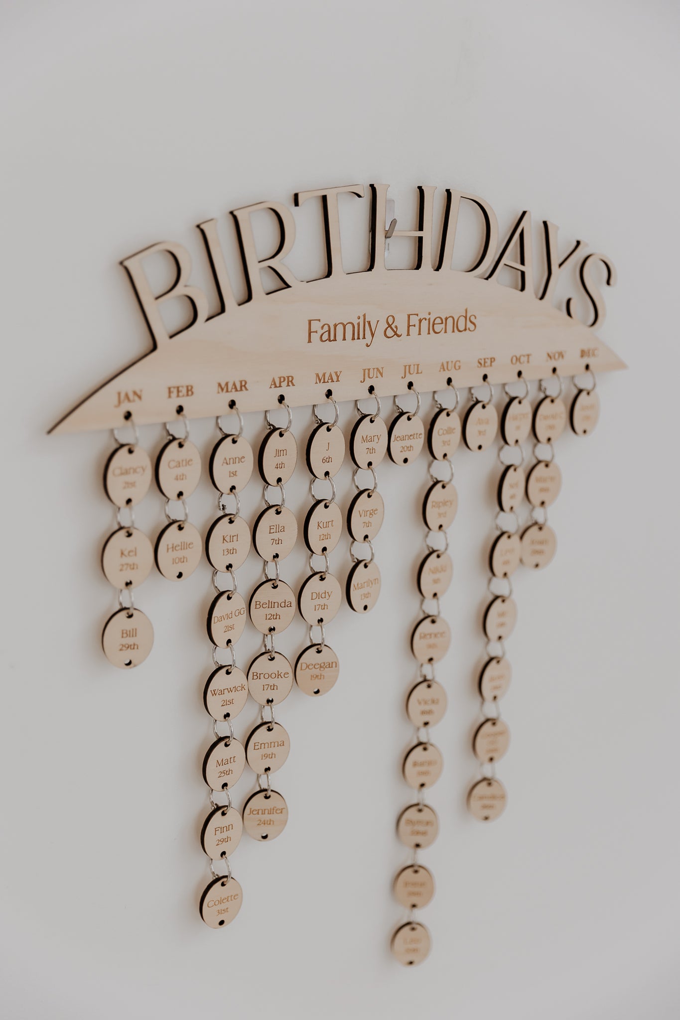 Wooden Birthday Calendar wall hanging