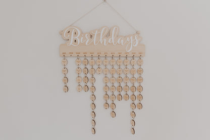 Birthday Calendar Wall Hanging - Pine and Acrylic