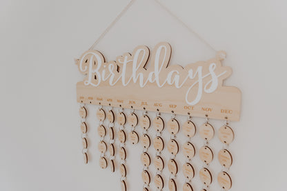 Birthday Calendar Wall Hanging - Pine and Acrylic