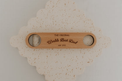 The original World's Best Dad engraved personalised wooden bottle opener