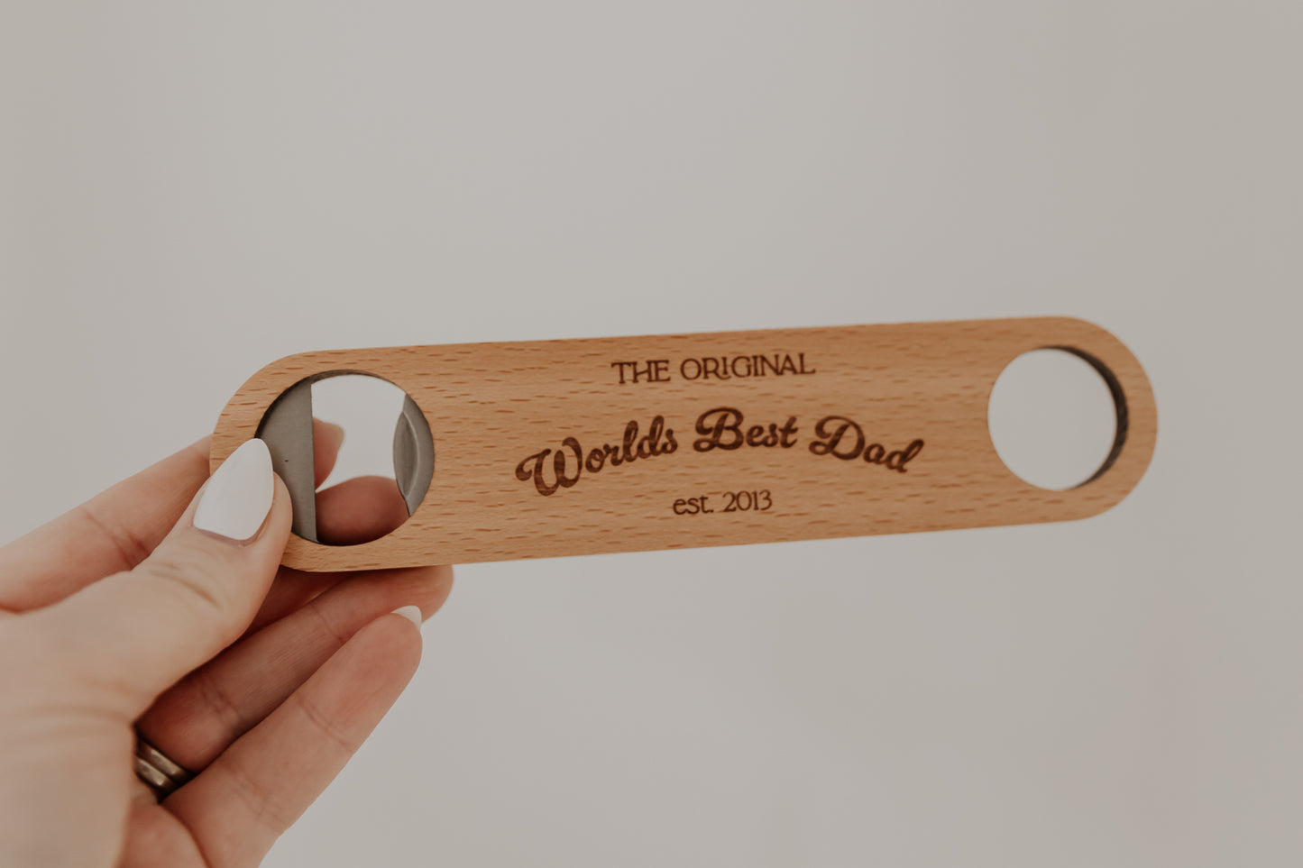 World's Best Dad engraved personalised wooden bottle opener