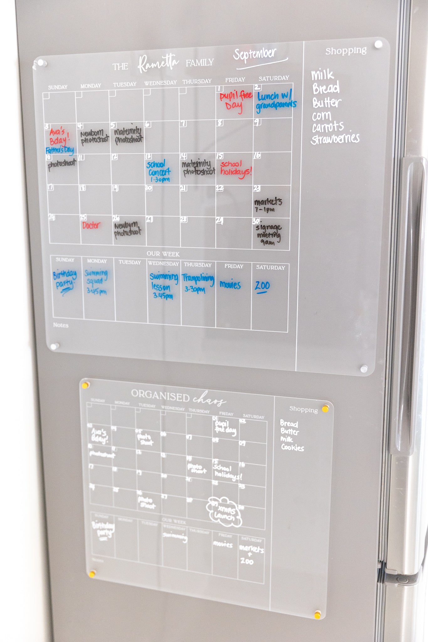 Fridge calendars clear acrylic