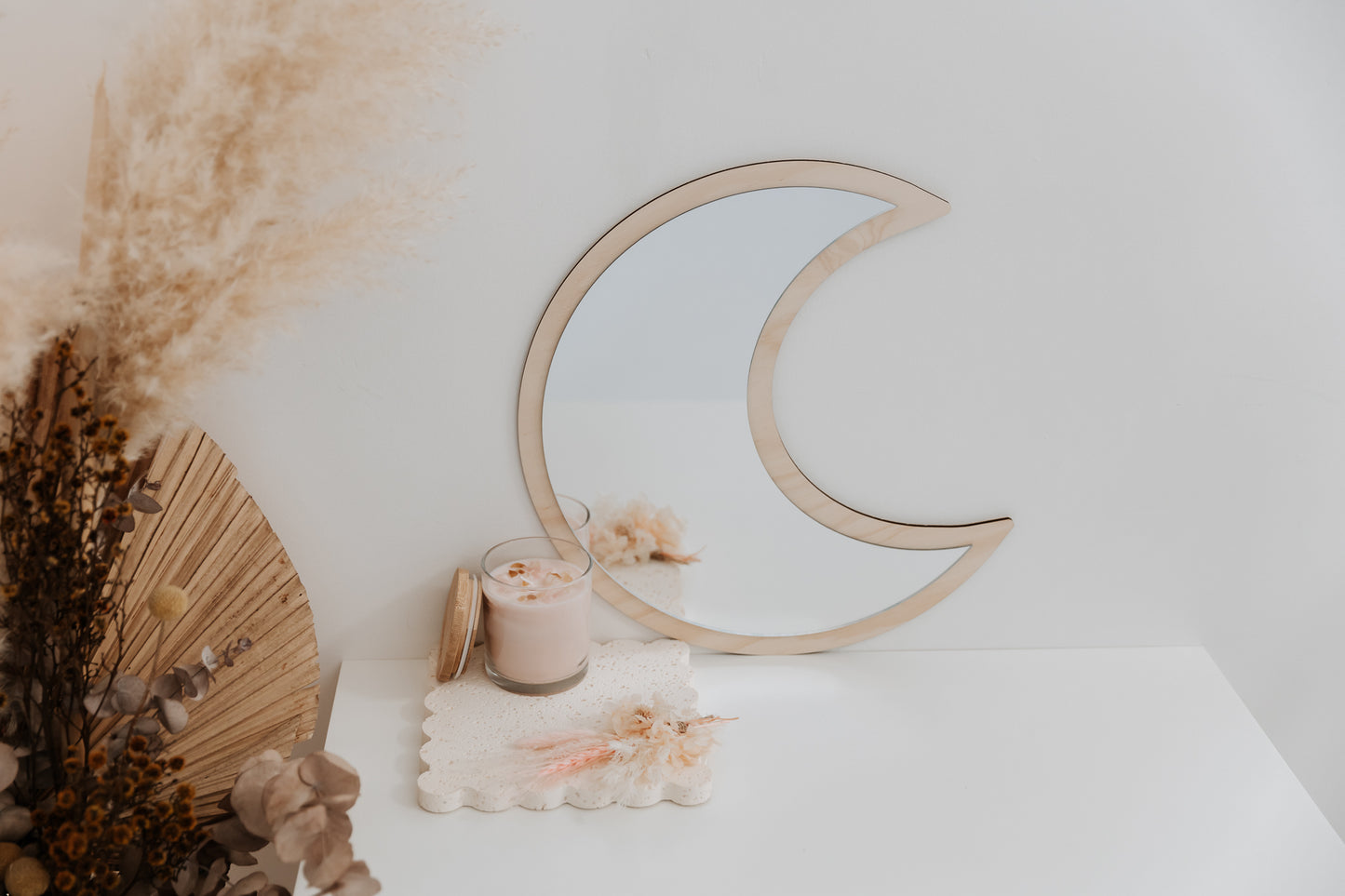 Crescent Moon Mirror - wood or acrylic