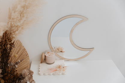 Crescent Moon Mirror - wood or acrylic