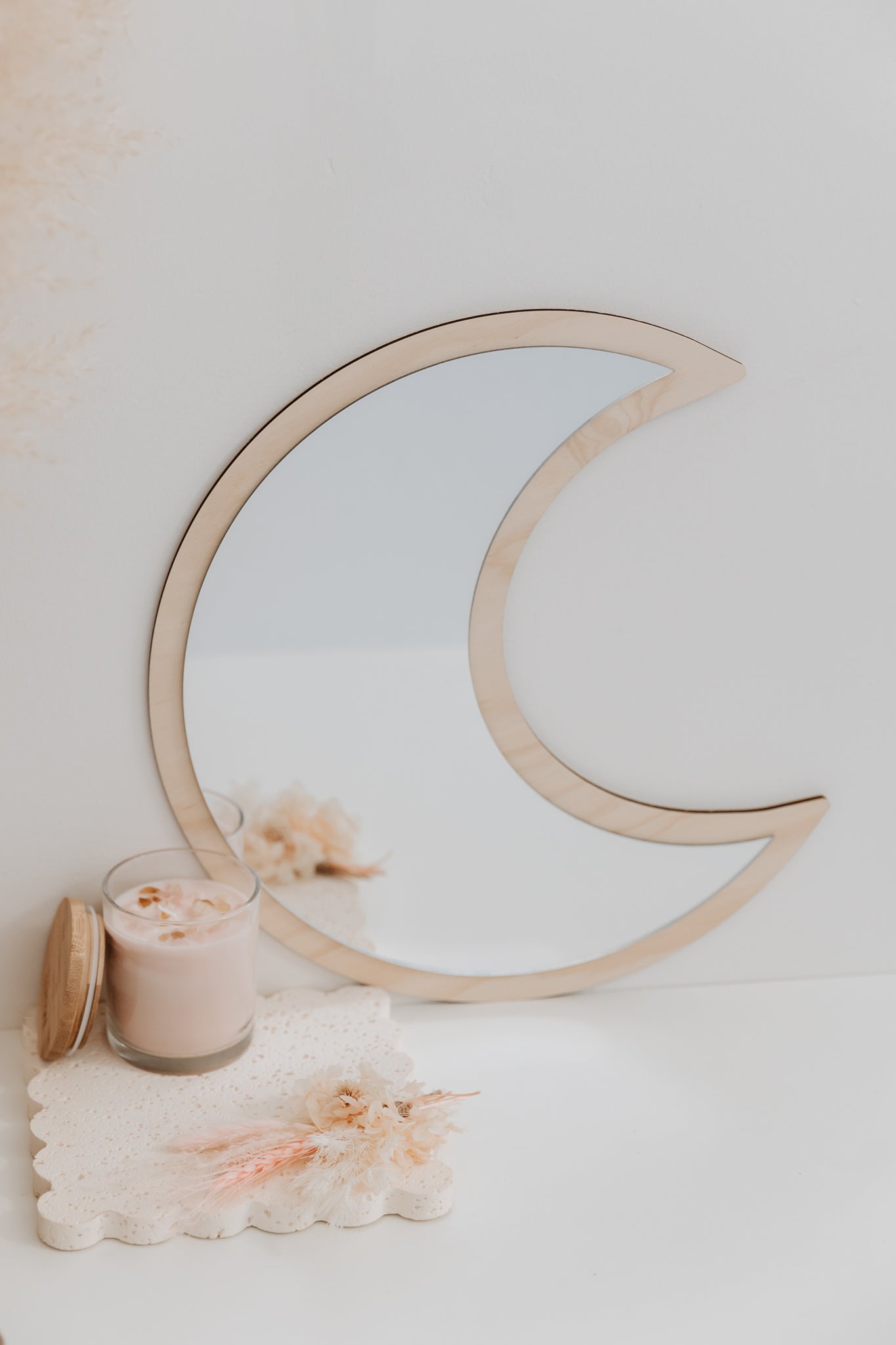 Crescent Moon Mirror - wood or acrylic