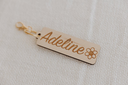 Custom wooden bag tag daisy flower