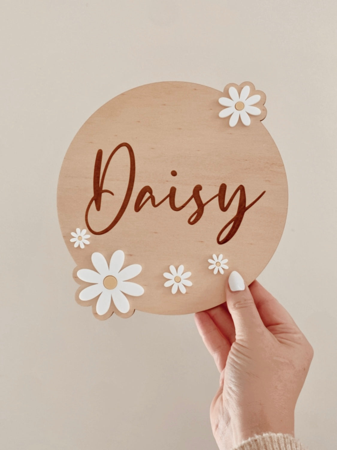 Daisy Name Plaque Wooden Engraved Kids Bedroom Door Sign Acrylic Daisies