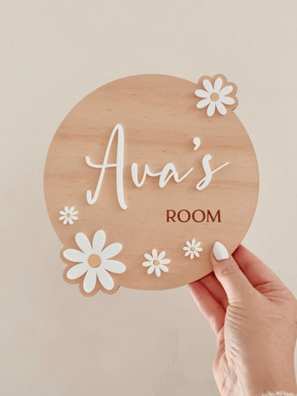 Daisy Name Room Plaque Wooden Engraved Kids Bedroom Door Sign Acrylic Daisies