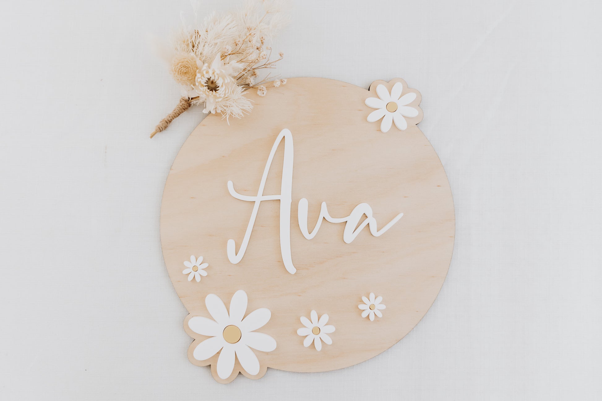 Daisy Name Plaque Wooden Kids Bedroom Door Sign Acrylic Daisies