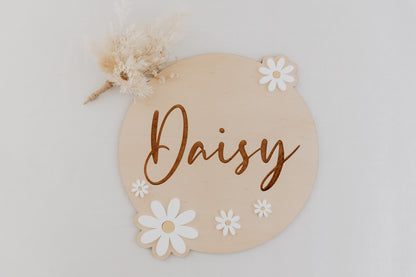 Daisy Name Plaque Wooden Engraved Kids Bedroom Door Sign Acrylic Daisies