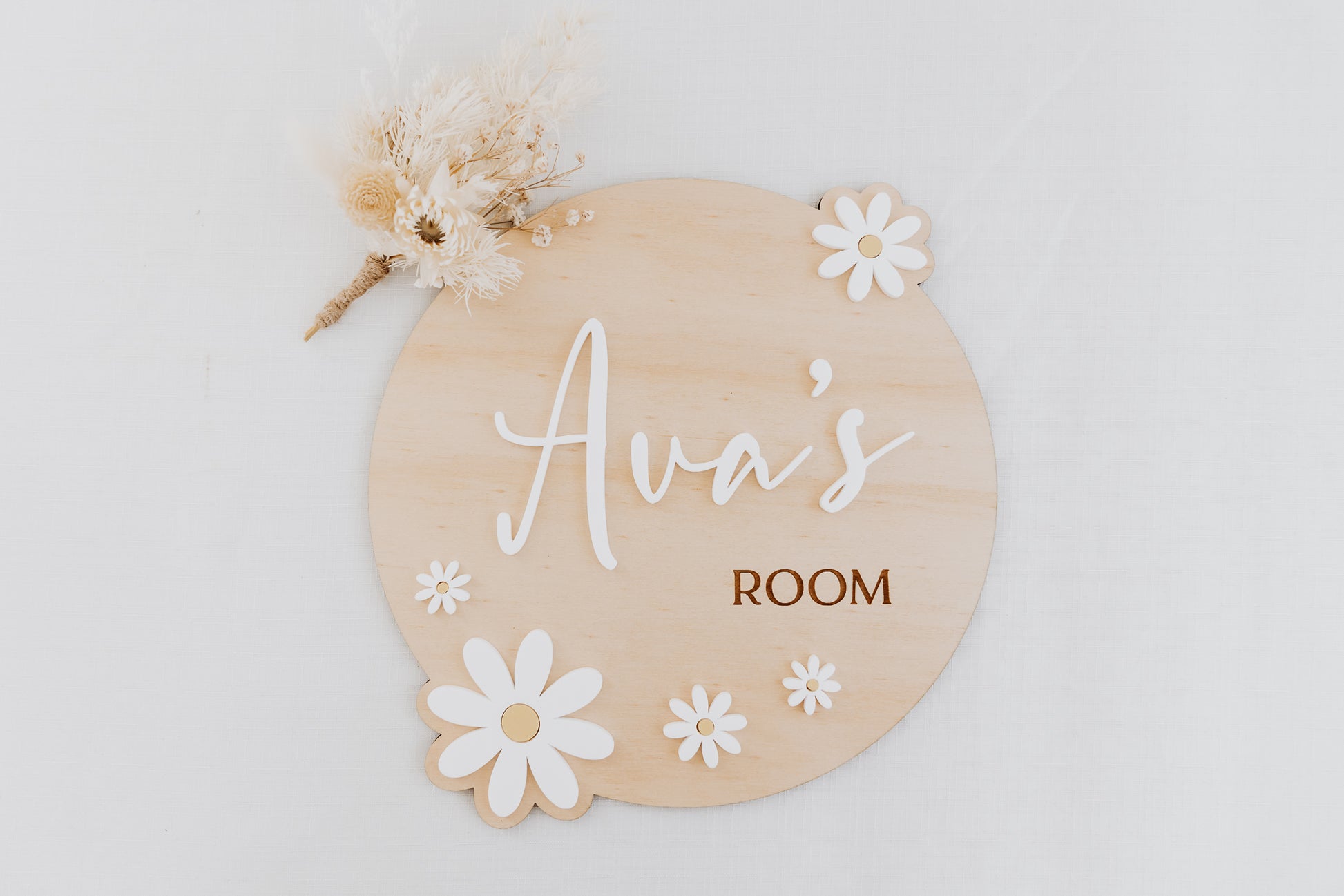 Daisy Name Room Plaque Wooden Engraved Kids Bedroom Door Sign Acrylic Daisies