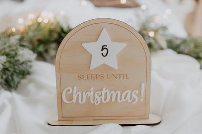 Sleeps Until Christmas standing sign