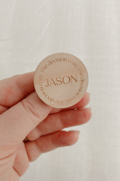 Wooden Engraved Decision Coin, decision flip coin, gifts for the couple