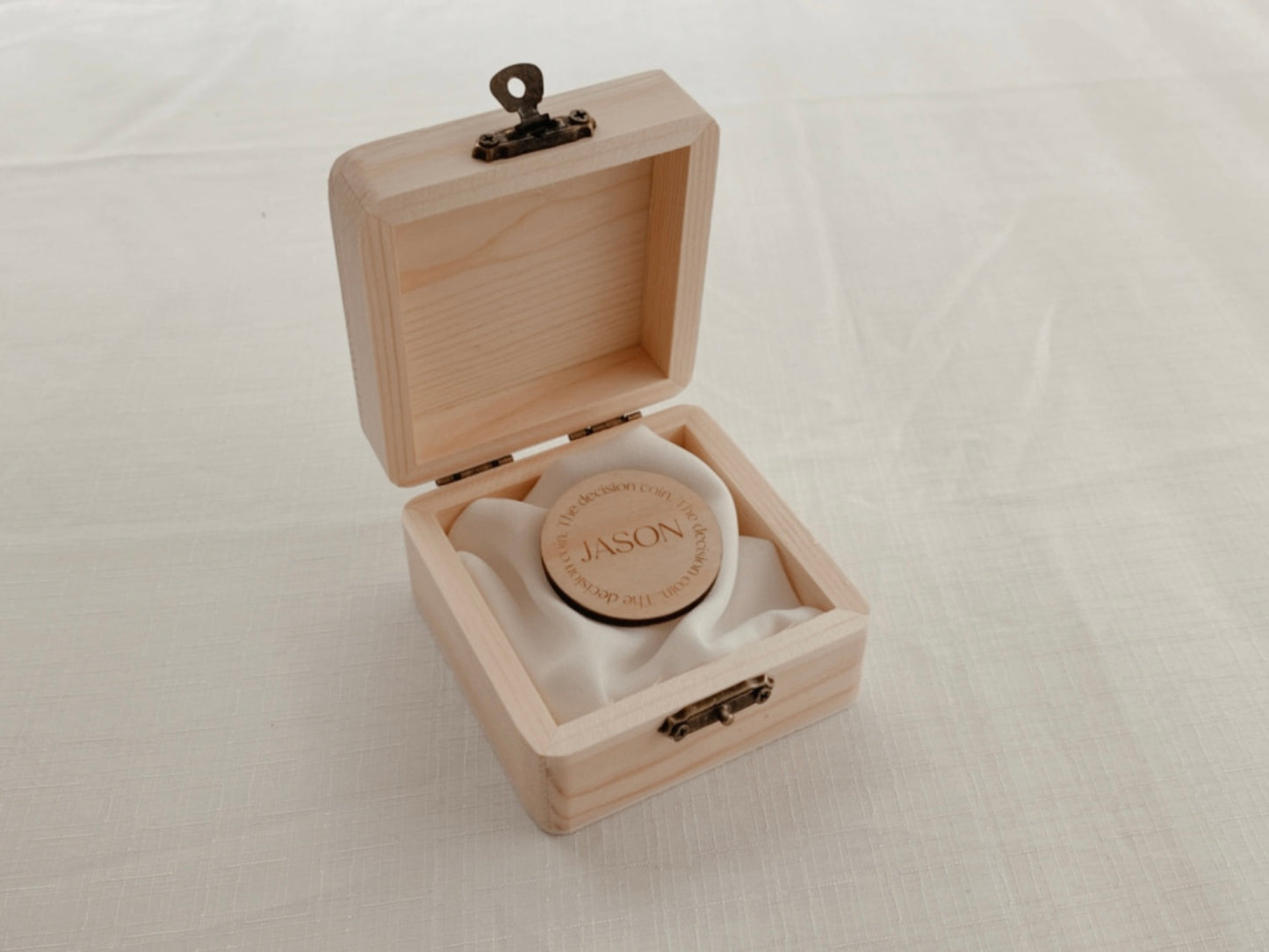 Decision Coin Engraved with wooden box, decision flip coin