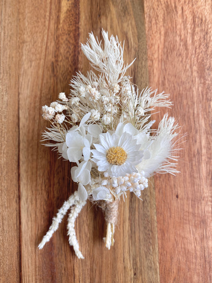 Dried Flower Posy Rattan Standing Name Plaque - Arch Wood and Acrylic