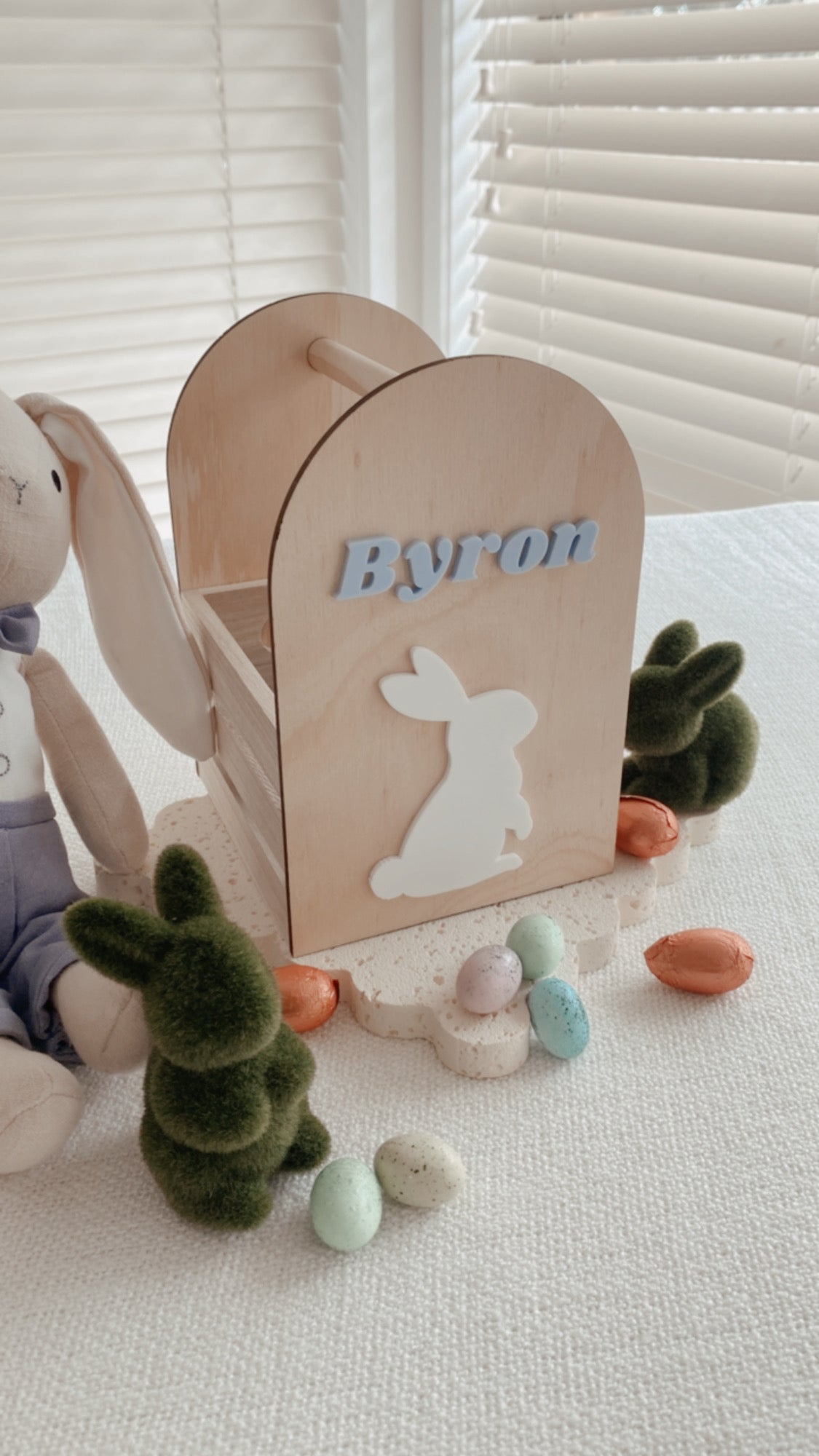 Handmade Wooden Easter Basket Arch crate wooden personalised