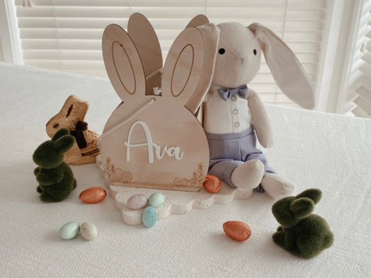 Easter Bunny Basket crate wooden personalised