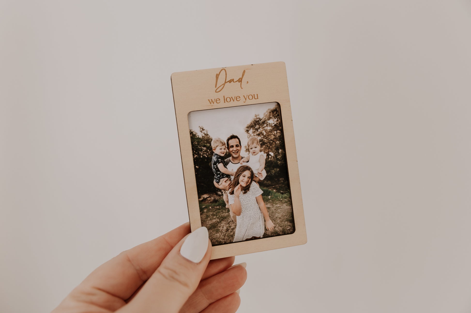 Father's Day photo fridge magnets Dad we love you