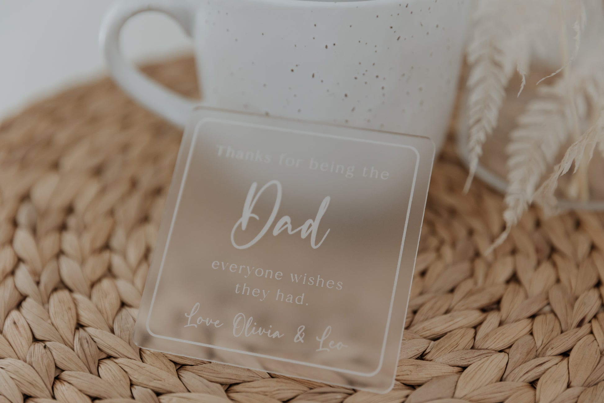 Father's Day gift acrylic drink coasters personalised Dad gift