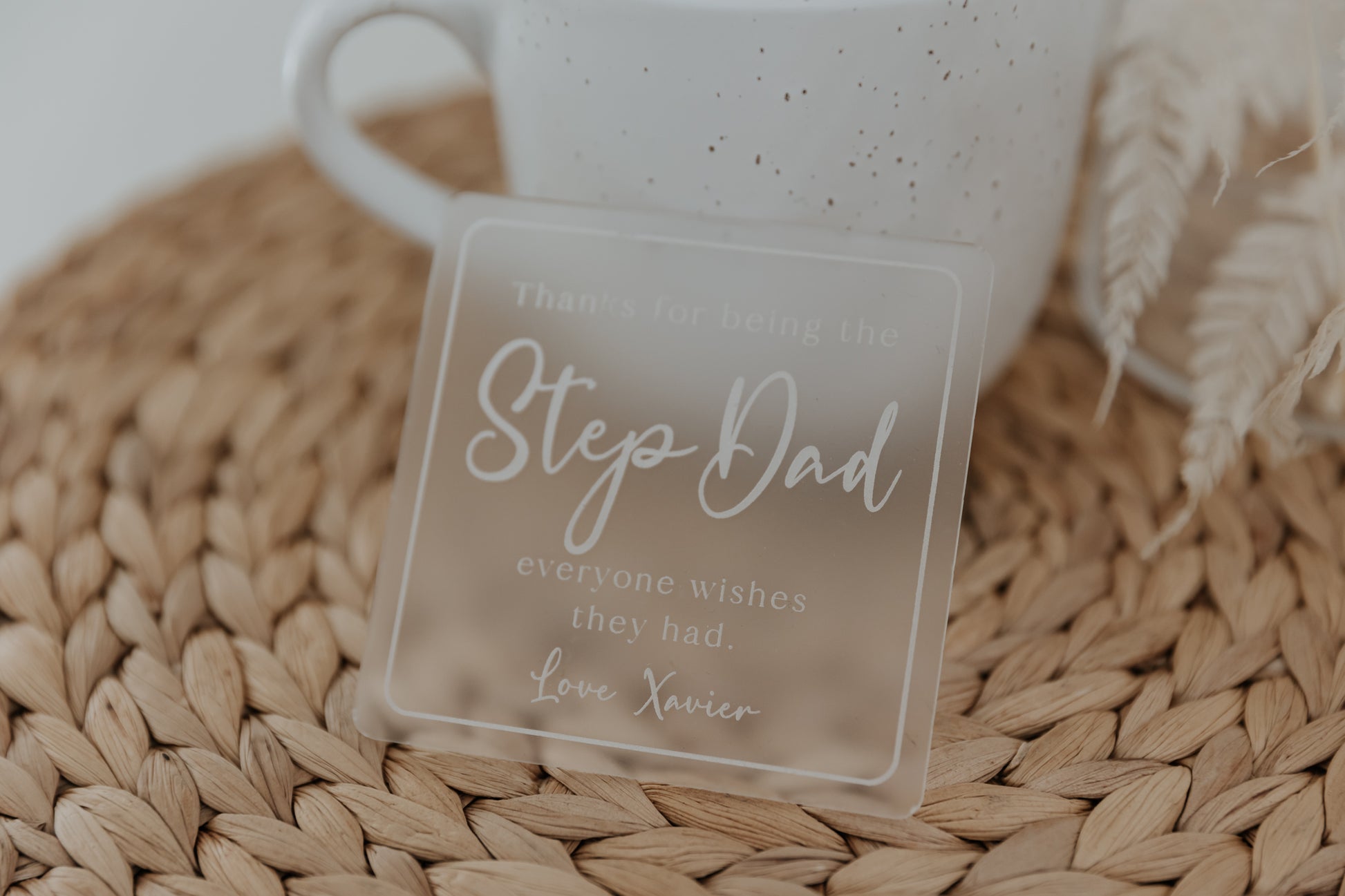 Father's Day gift acrylic drink coasters personalised Step Dad gift