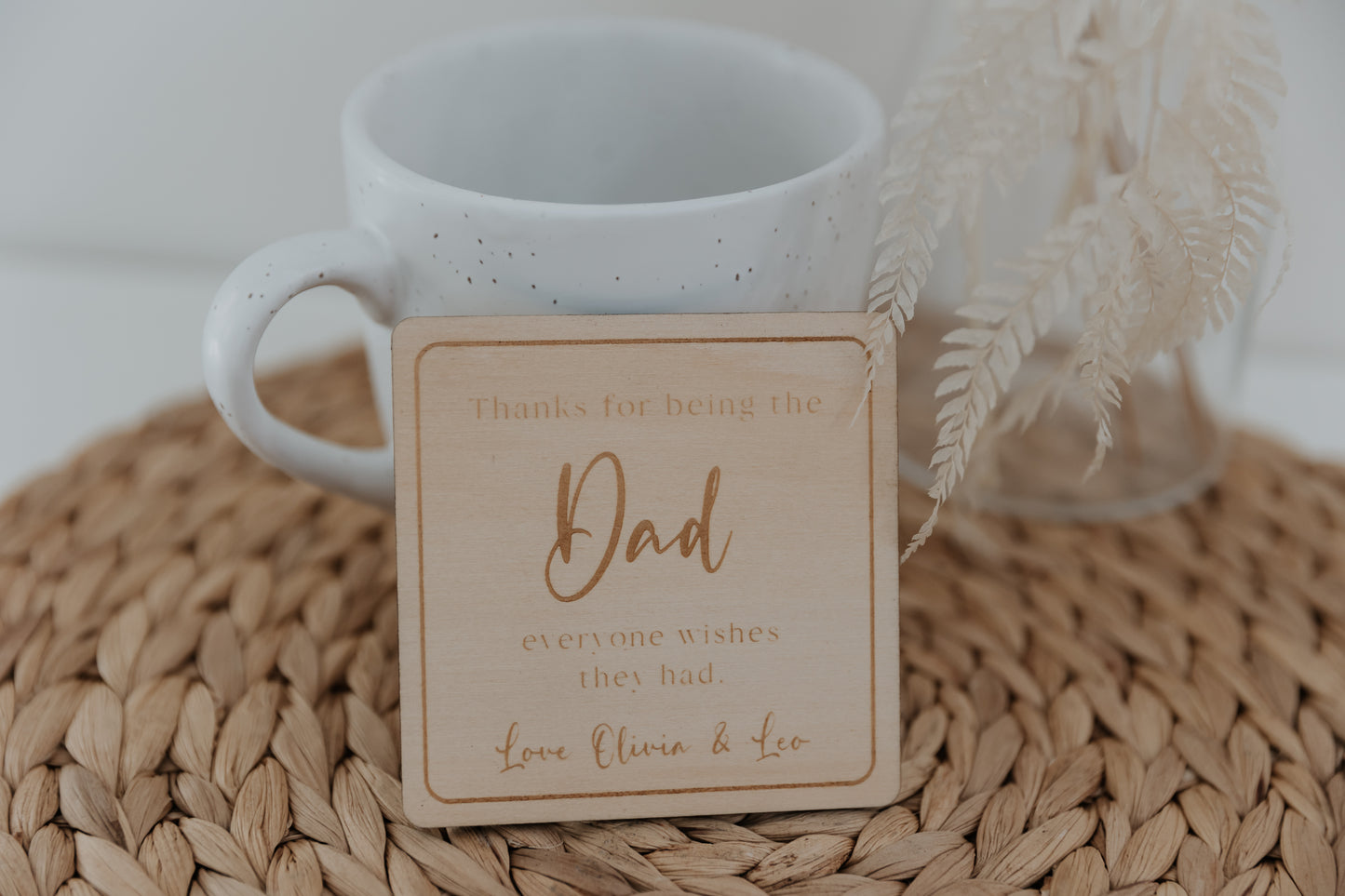 Father's Day gift wooden drink coasters personalised Dad gift