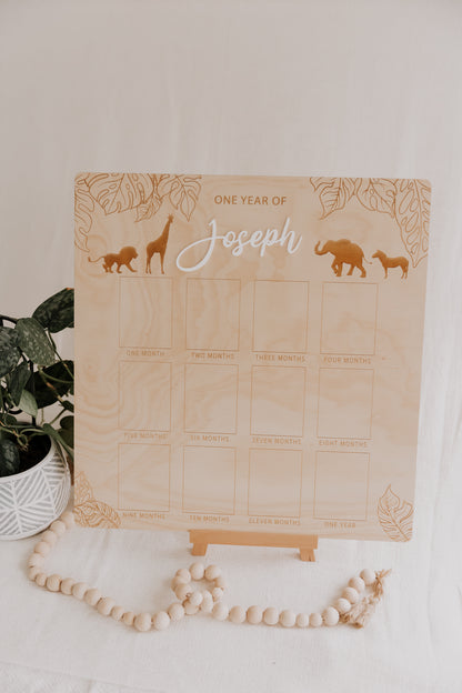 First Birthday Photo Board - Jungle Animals