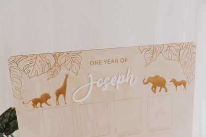 First Birthday Photo Board - Jungle Animals