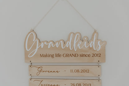 Wooden engraved grandkids Sign