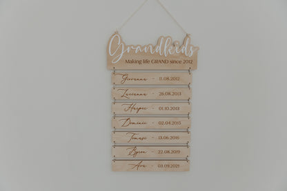 Grandkids wall hanging sign - Grandparent gift