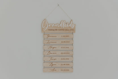 Wooden engraved grandkids Sign