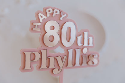80th birthday cake topper personalised acrylic