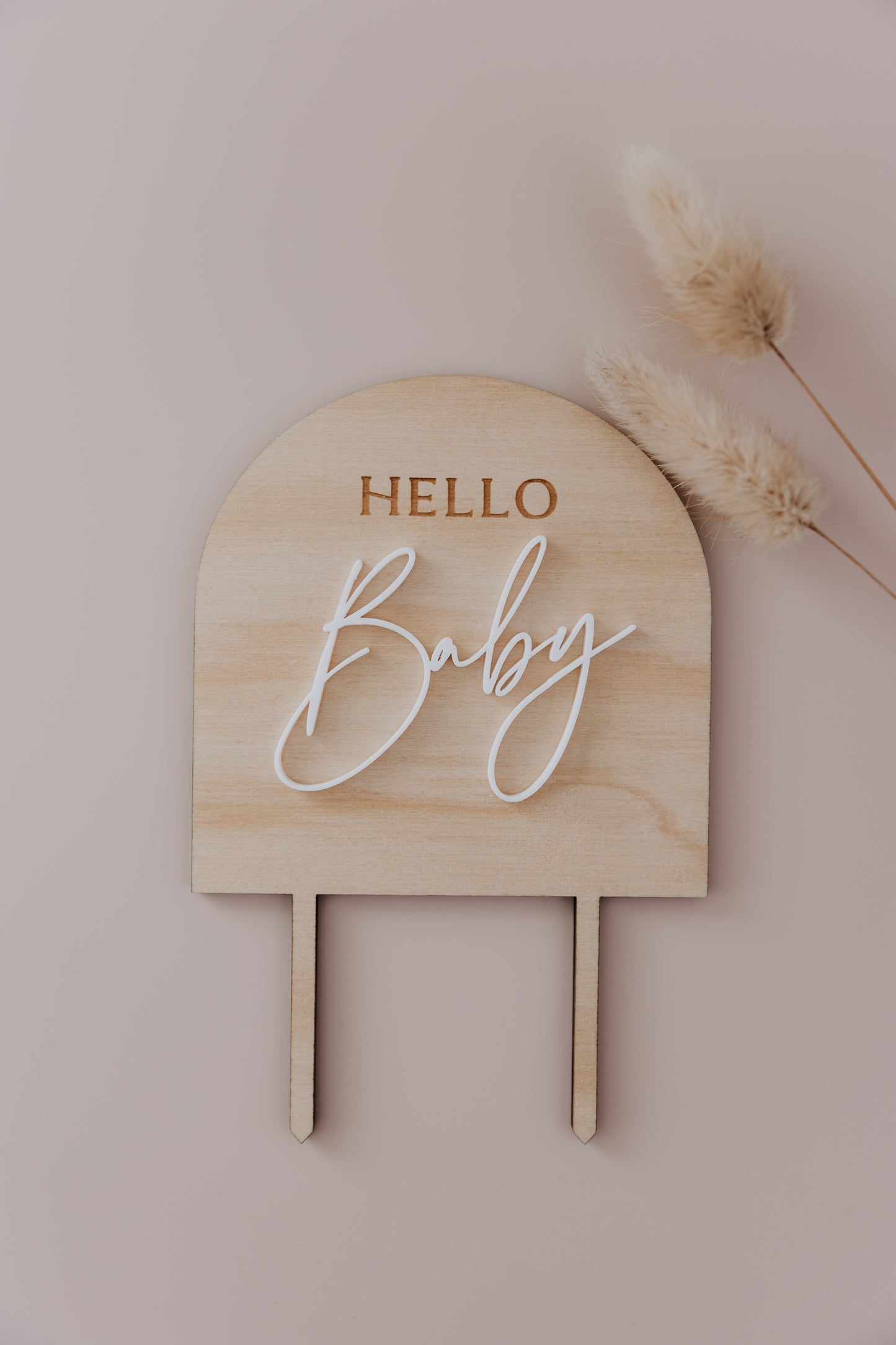 Hello Baby Arch wooden baby shower cake topper