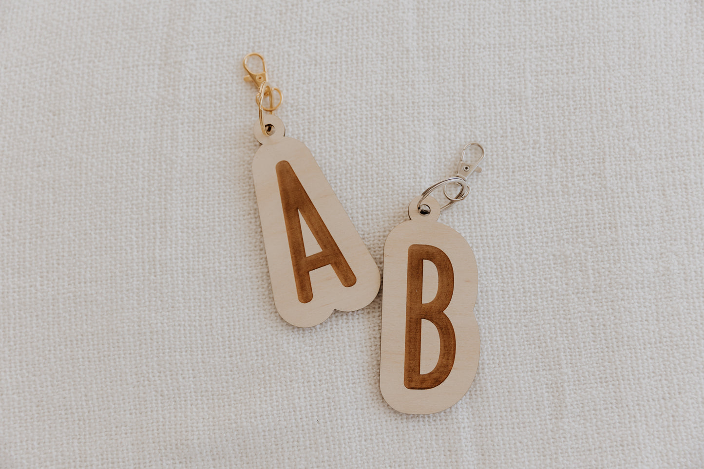 Bag Tag Initial Keyring - Engraved Wood