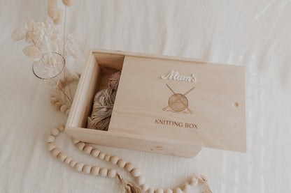 Knitting Keepsake Box - Medium Wooden Slide