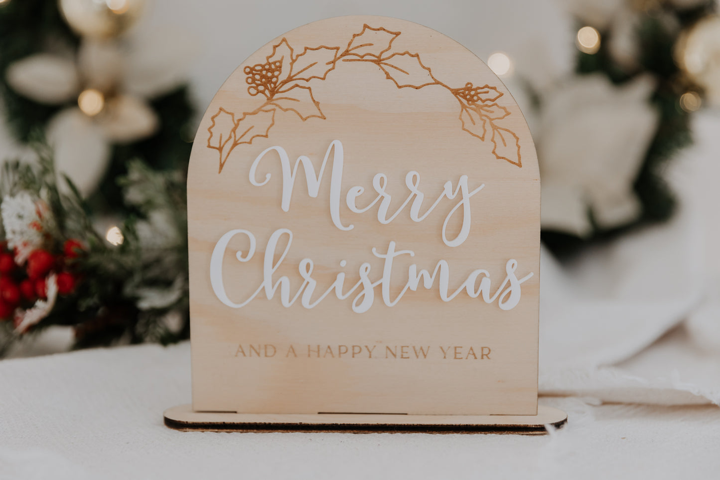 Holly Merry Christmas standing sign