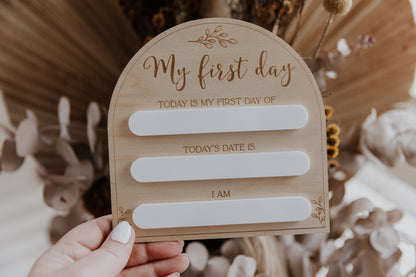 First Day Milestone Board - Leaves Design