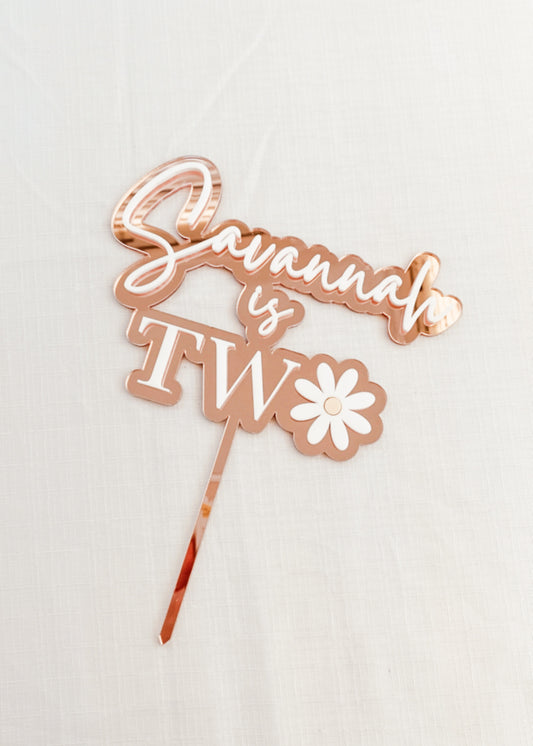 Second birthday Daisy Cake Topper, personalised with name daisy cake topper for kids birthday cake, acrylic cake topper