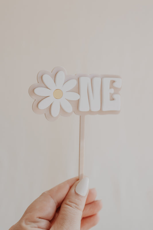 Daisy ONE First birthday cake topper double layer acrylic, 1st birthday