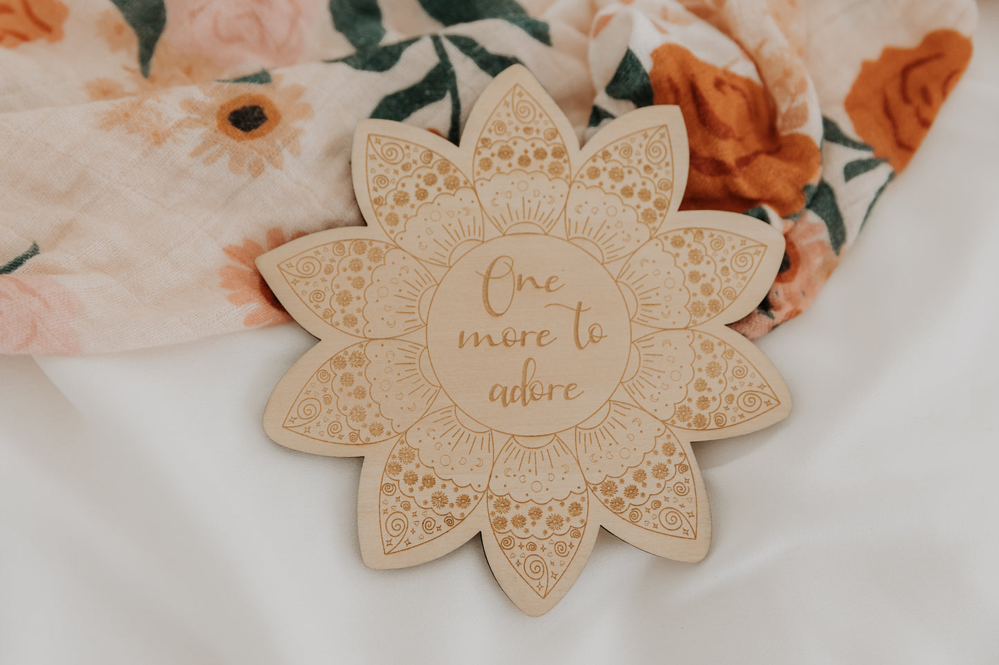 Pregnancy Announcement Plaque - Boho Flower