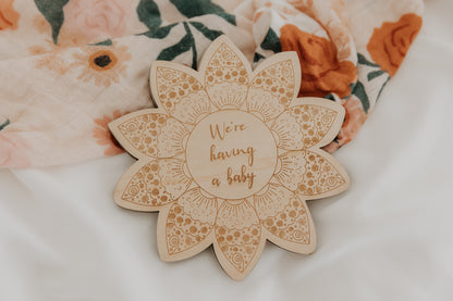 Pregnancy Announcement Plaque - Boho Flower