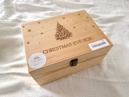 RTS Christmas Eve Wooden Box - SMALL Hinged Lid