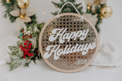 Rattan Christmas Hanging Sign