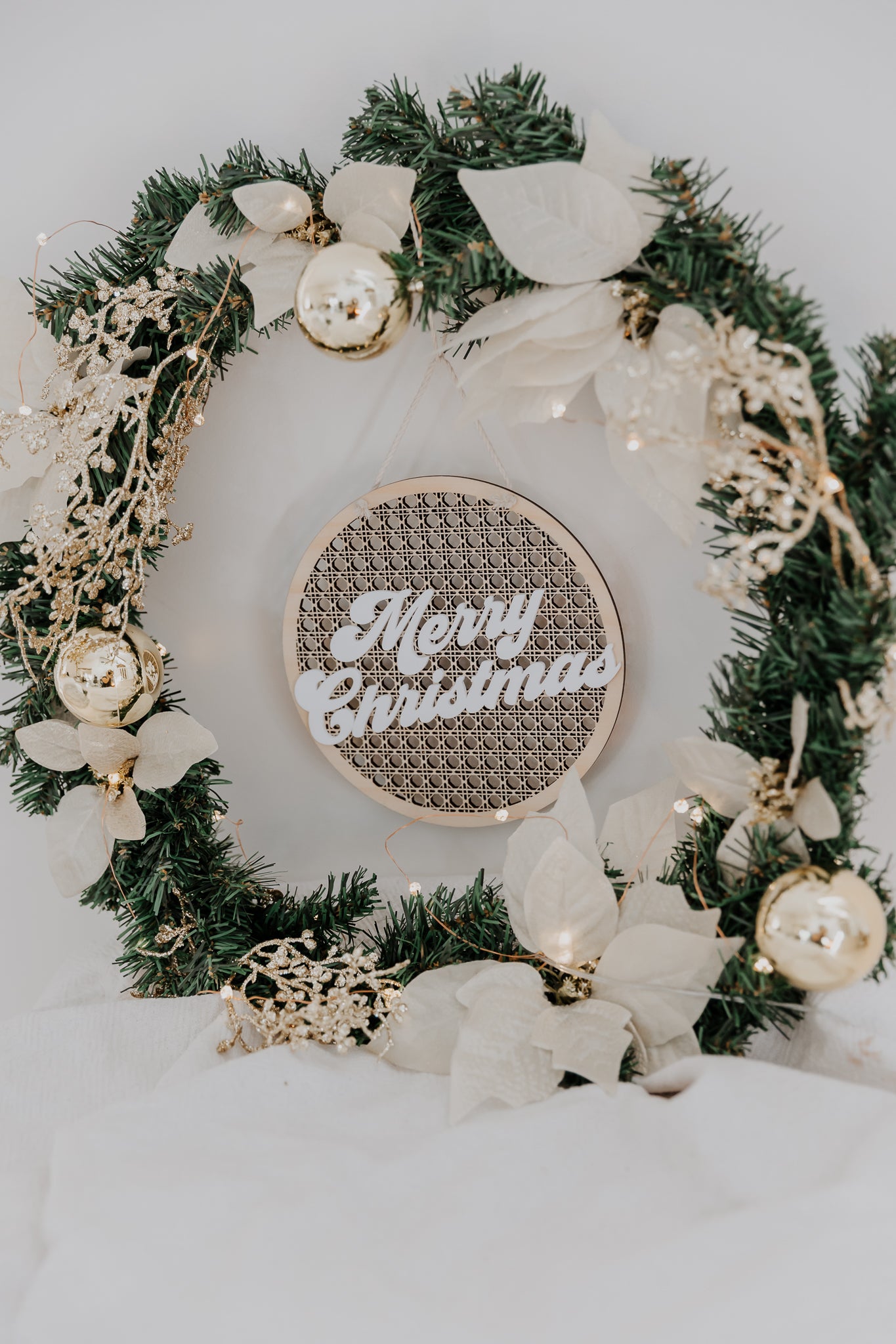 Rattan Christmas Hanging Sign