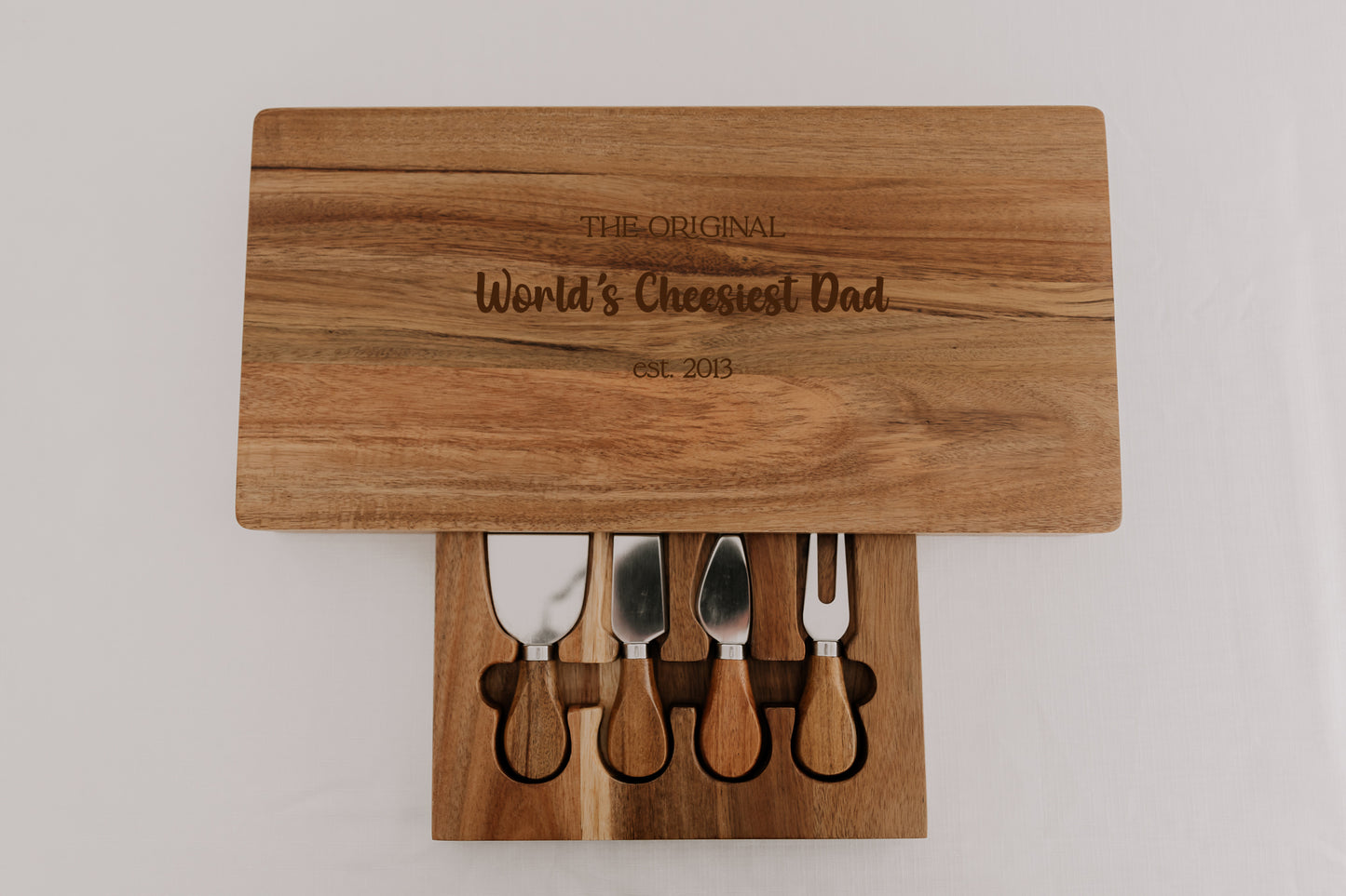 Custom engraved cheese board for fathers day gift cheesiest dad