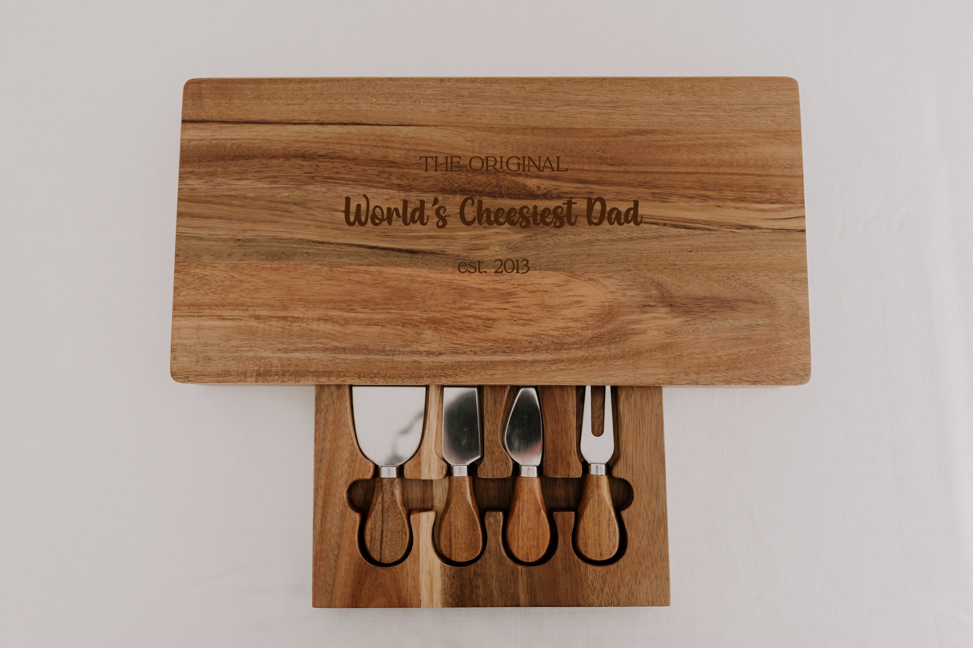 Custom engraved cheese board for fathers day gift cheesiest dad