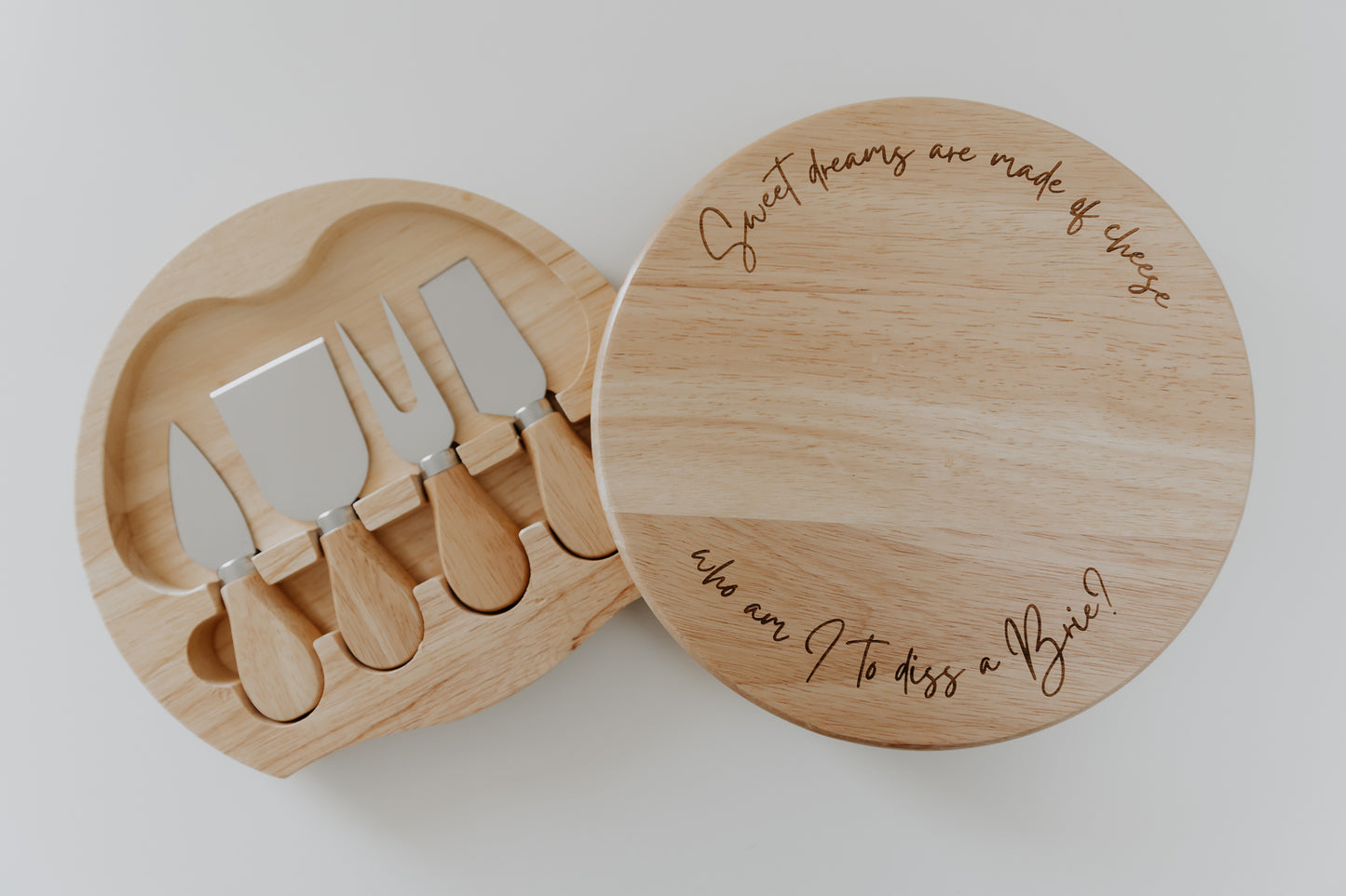 Cheesy Puns Engraved Round Cheese Board - 3 design options